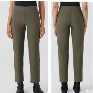 Eileen Fisher Pull On Washable Stretch Crepe Pant High Waist Minimalist Neutral
